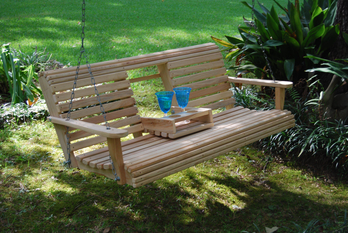 5ft Cypress Porch Swing with Flip Down Center Console U496243