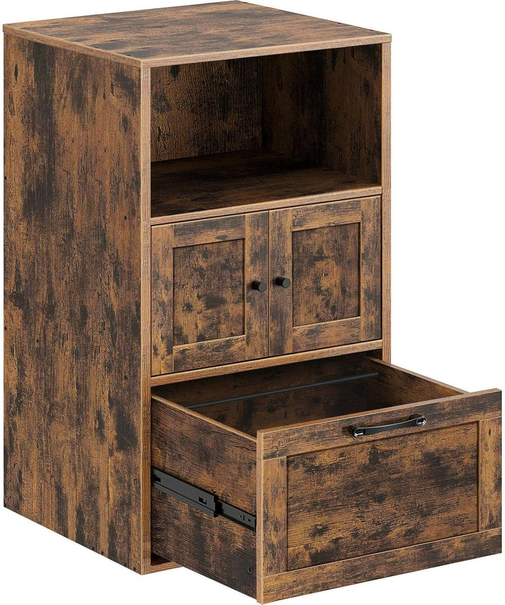 Black Vertical File Cabinet with Drawer and Storage Shelf U2629
