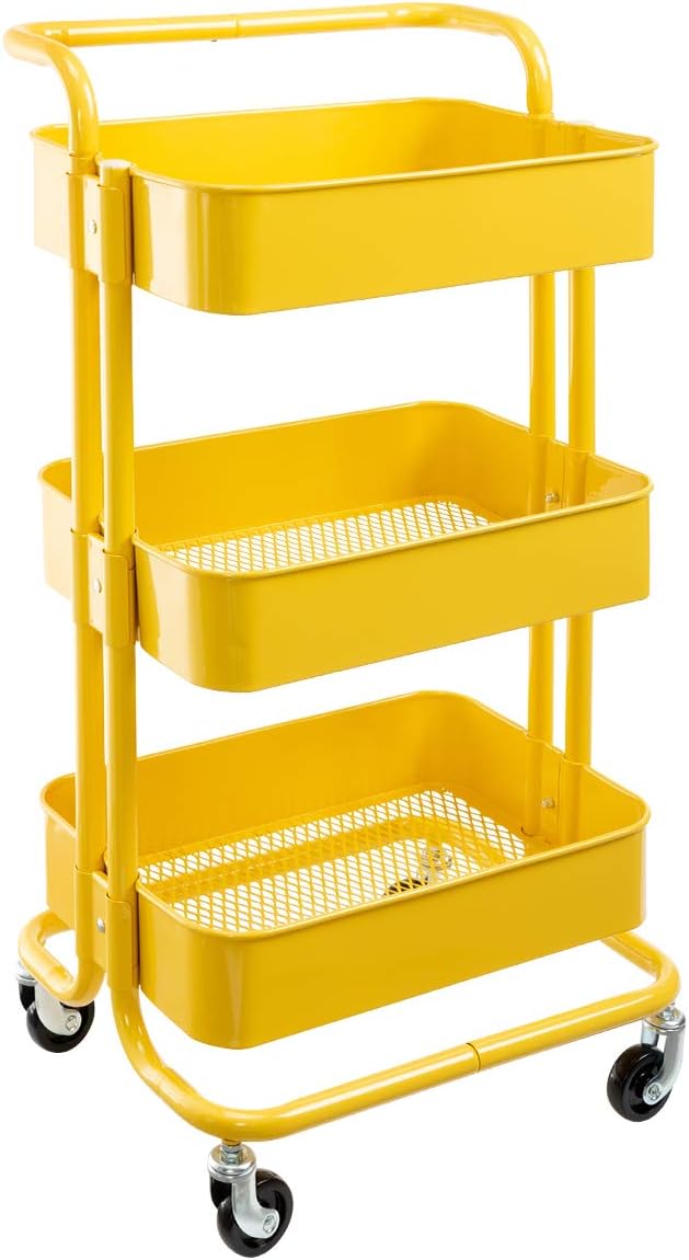 3-Tier Metal Rolling Utility Cart with Handles J70489