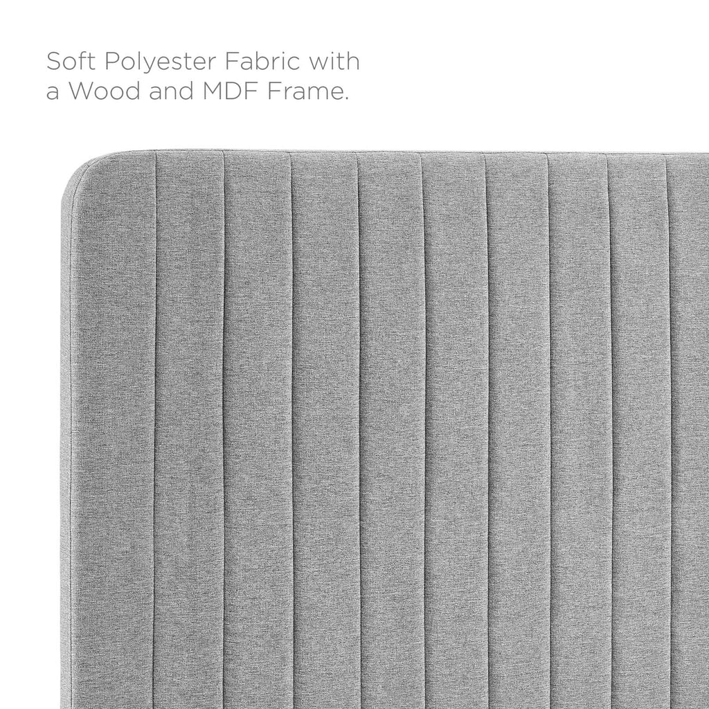 Light Gray Tufted Upholstered Fabric King Headboard B253