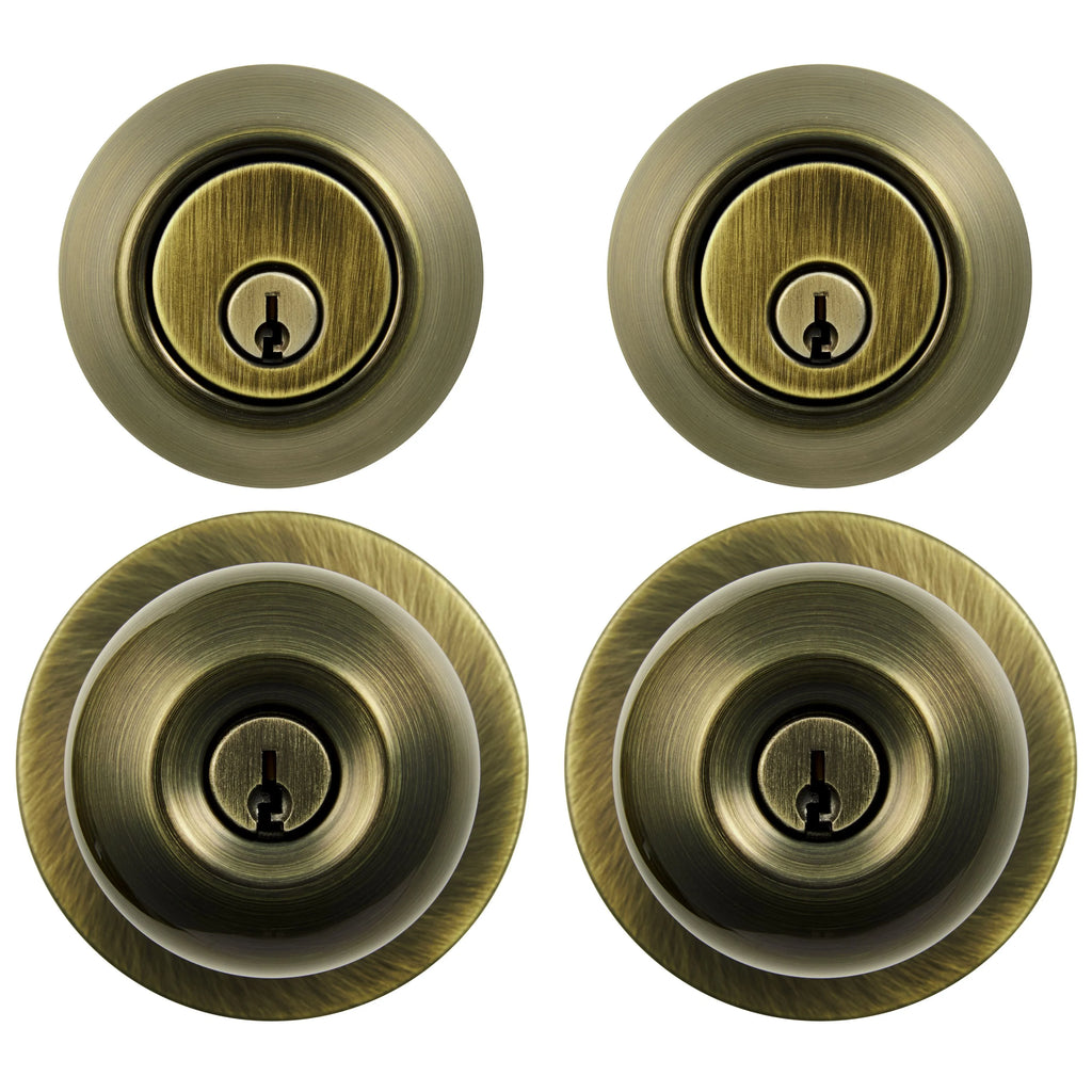 Keyed Entry Ball Doorknob and Deadbolt Combo in Oil-Rubbed Bronze, Twin Pack T878