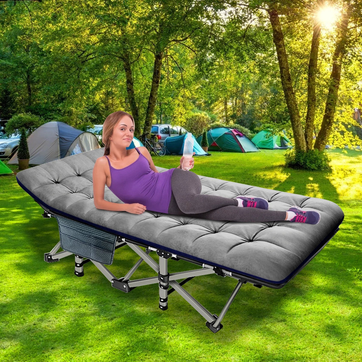 Folding Camping Cot with Mattress 75"x28" S715