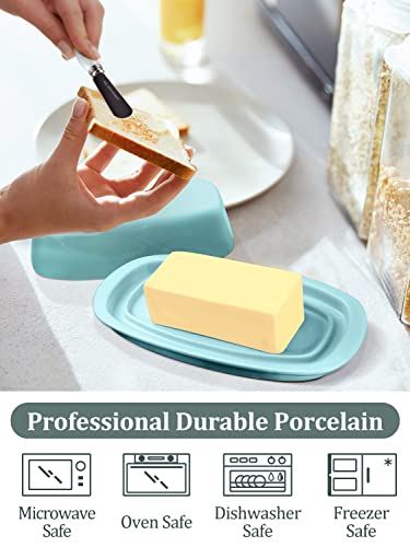 8 Inch White Ceramic Butter Dish with Lid Y20302