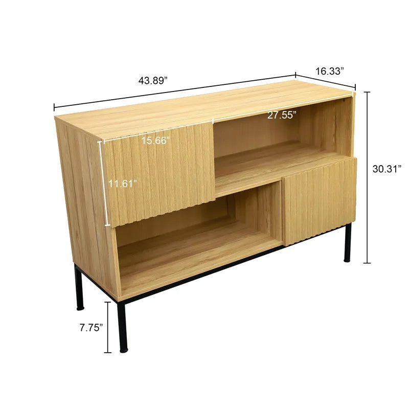 Modern Sideboard Buffet with Wavy Grain Doors A67072