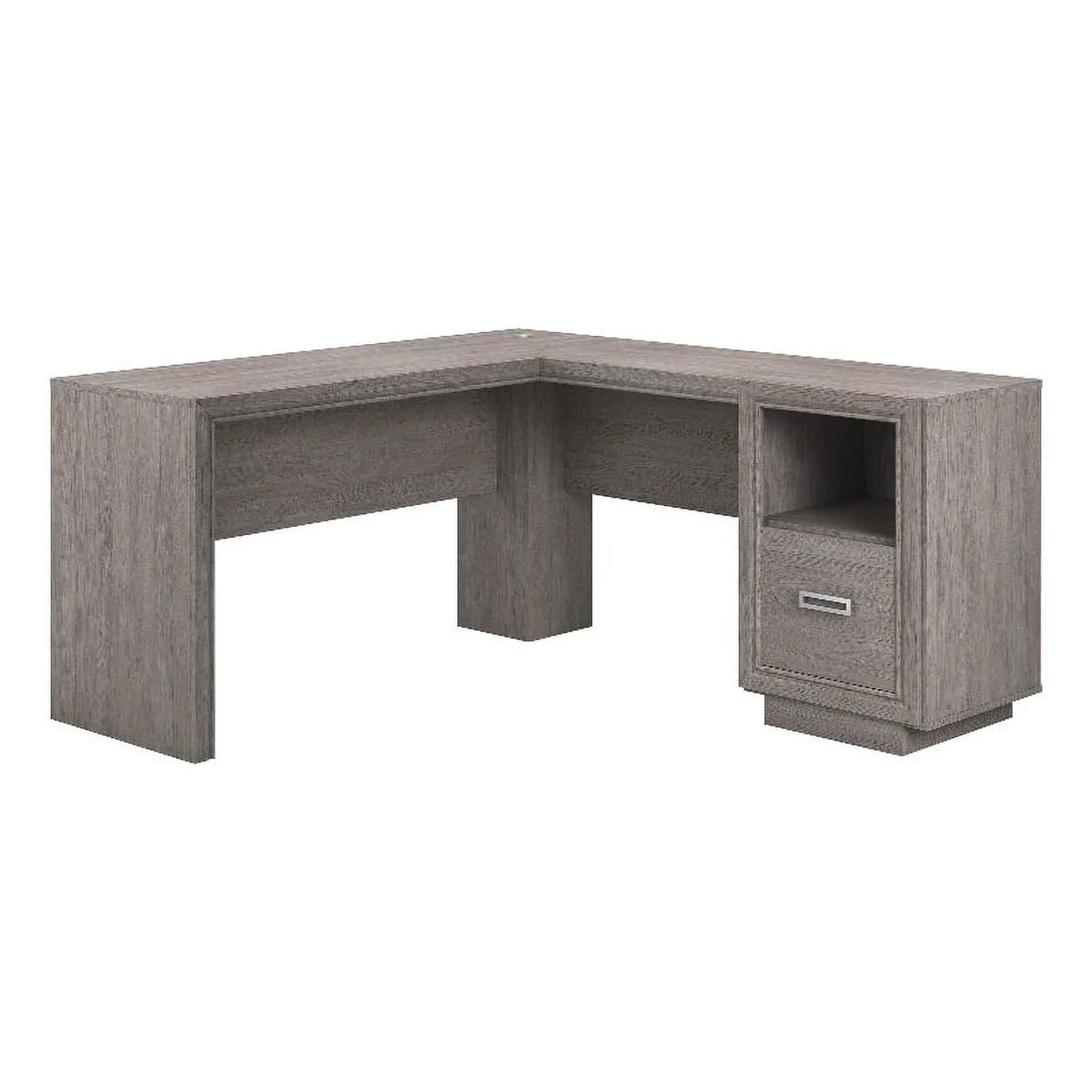 Contemporary L-Desk in Ashen Oak Finish Y251394