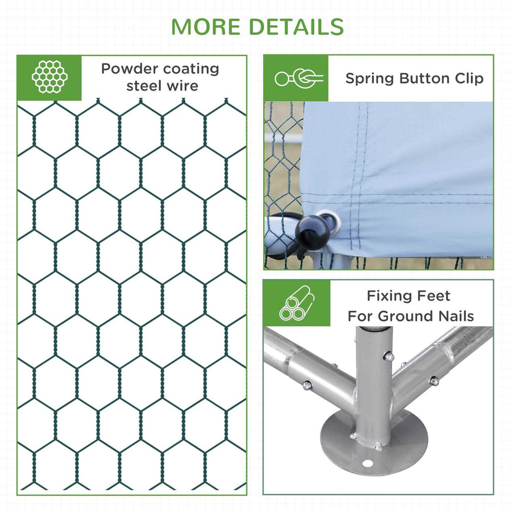Metal Chicken Coop Walk-in Enclosure with Cover Y24458