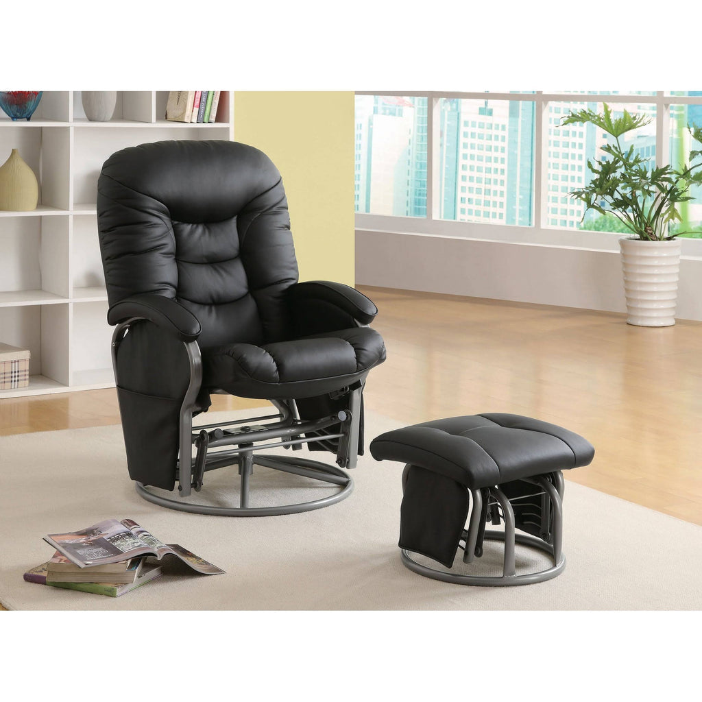 Black Glider and Ottoman N718