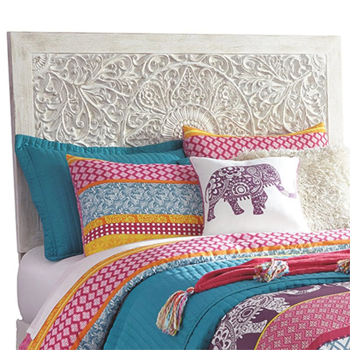 White Full Panel Headboard S676134