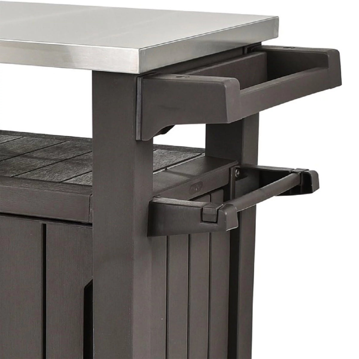 Brown Outdoor Kitchen Bar Rolling Cart with Storage Cabinet T493777