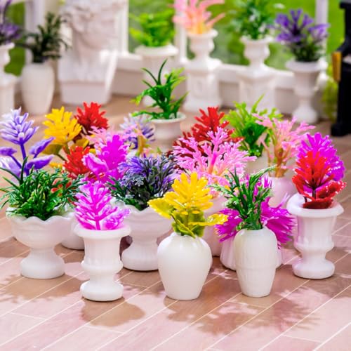 10PCS Mini Flowers Miniatures for Fairy Garden Figurines Accessories Tiny Potted Plants V485698