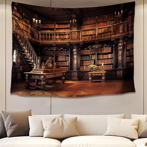 Medieval Bookshelf Tapestry Wall Hanging F670871