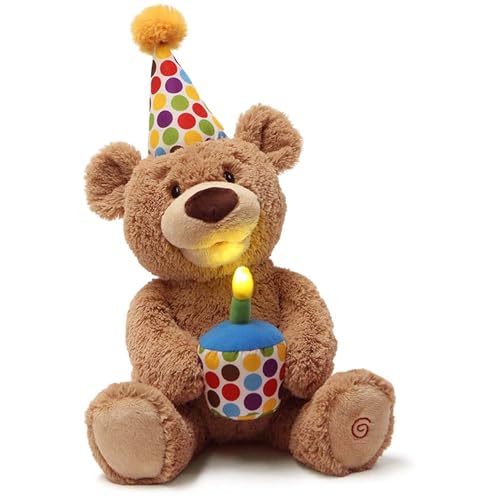 Glow-in-The-Dark Singing Stuffed Animal Plush Toy, Brown, 10” T858