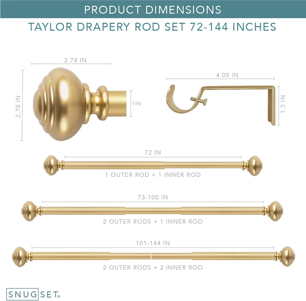 72-144" Curtain Rod with 4 Brackets R27201