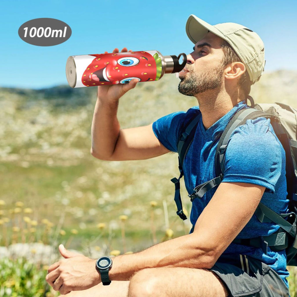 Strawberry Stainless Steel Insulated Water Bottle with Straw Lid K57225