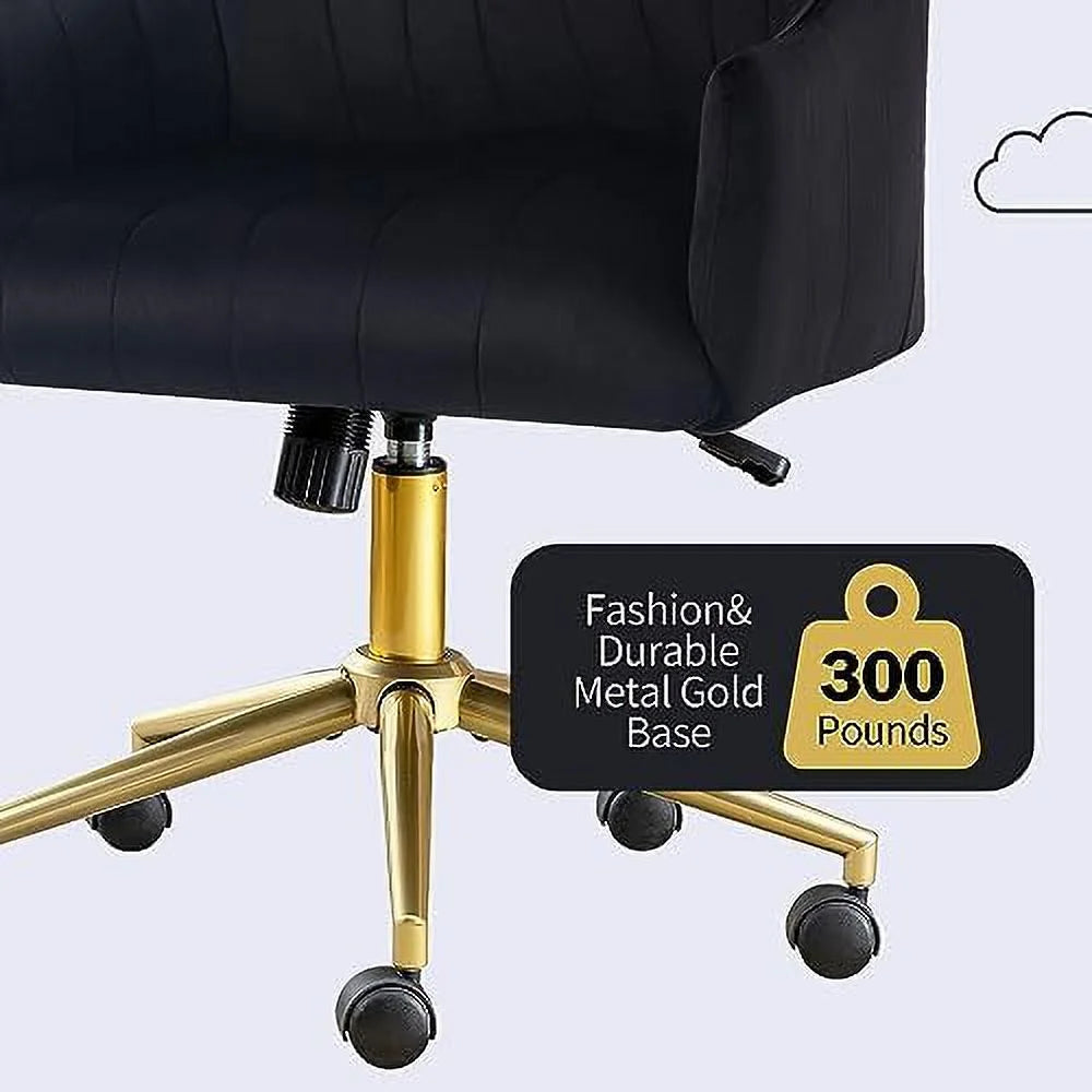 Velvet Tufted Desk Chair with Gold Base M6894