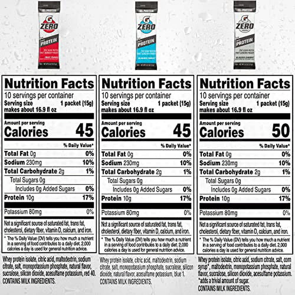 Zero Sugar Electrolytes Whey Protein Isolate Powder Sticks 3 Flavor Variety Pack 30 Pack B534