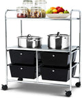 White Rolling Storage Cart with 4 Drawers 2 Shelves Y20189