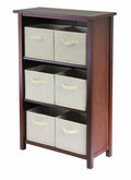 4 Tier Open Cabinet with 6 Beige Folding Fabric Baskets L772