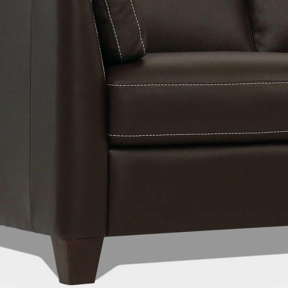 Chocolate Leather & Black Sofa V8000