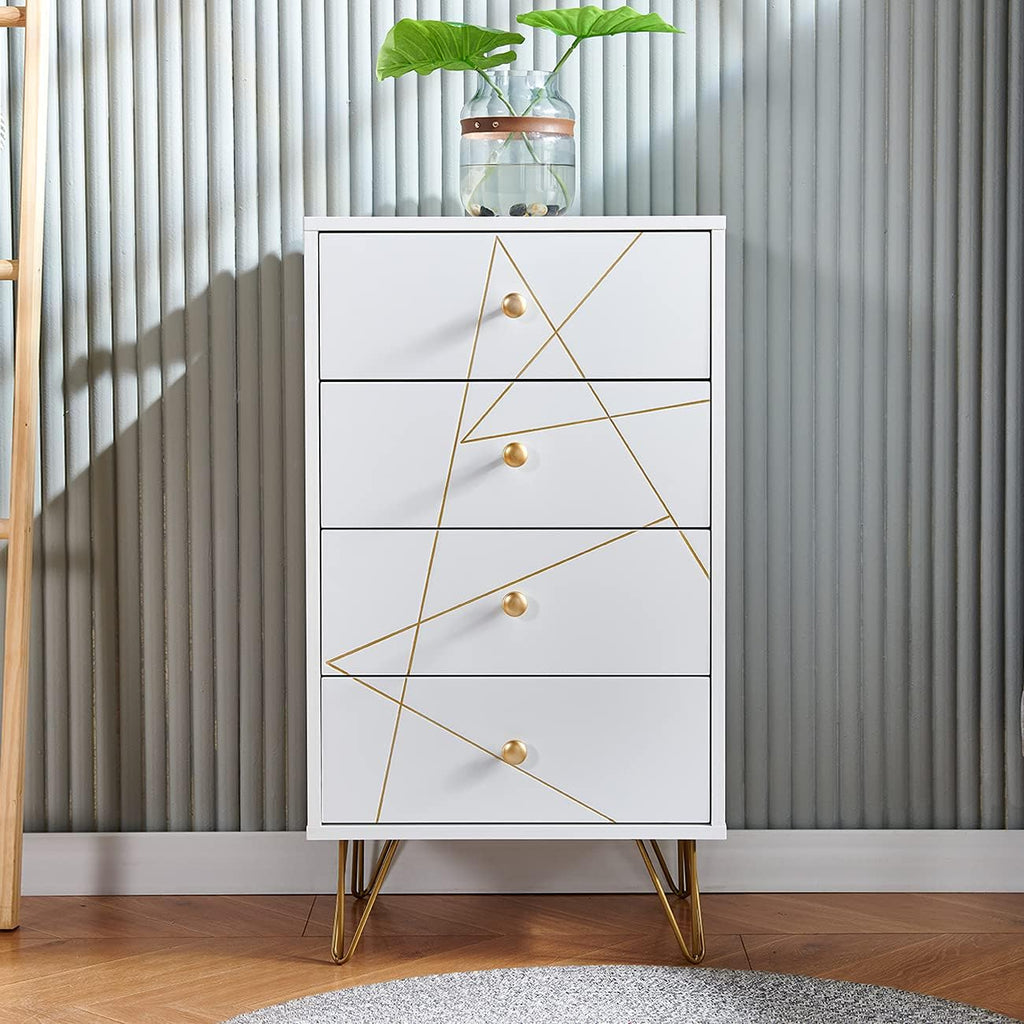 White Wood 4 Drawer Chest of Drawer E8382