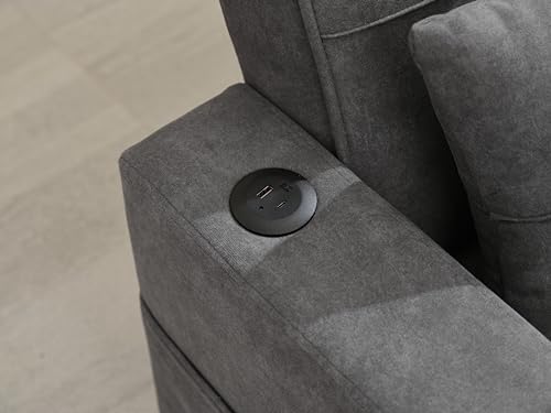 Green Convertible Sleeper Sofa Bed with USB Charging Cupholders D321559