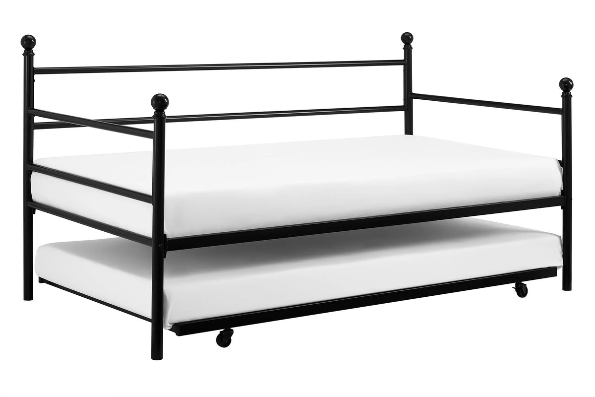 Black Metal Daybed with Trundle, Twin Size Z699