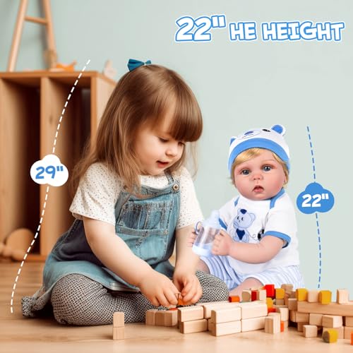 22 inch Lifelike Baby Doll with Feeding Accessories Doll Set L5292