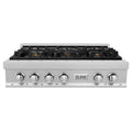 36 in. Stainless Steel Gas Rangetop with 6 Brass Burners H586810