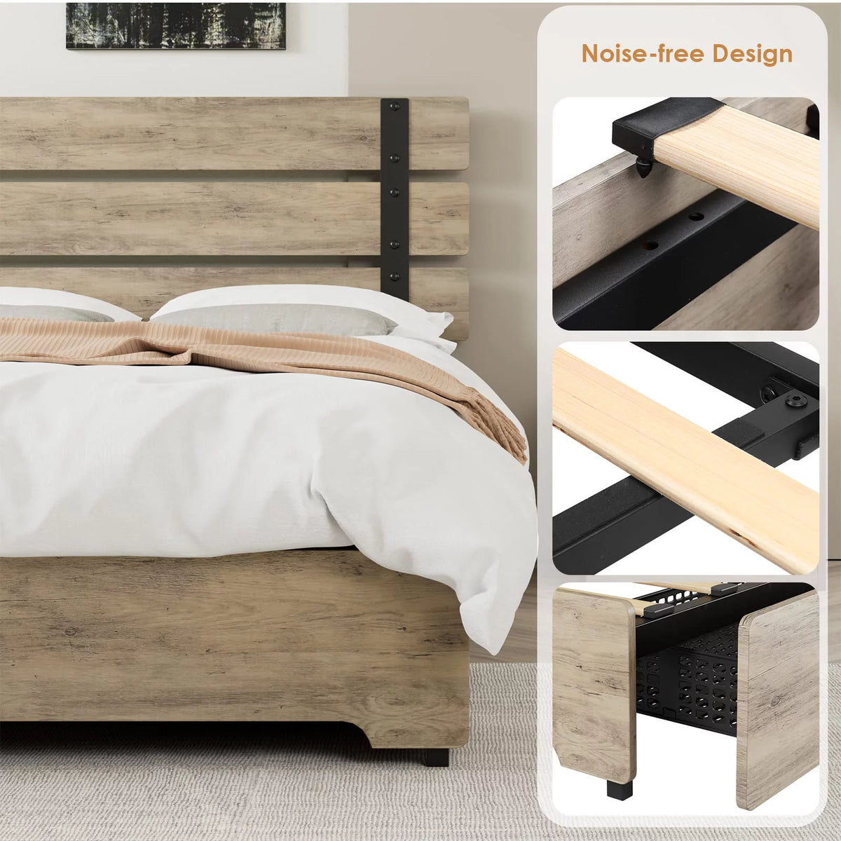 Queen Bed Frame with 4 Storage Drawers Y449