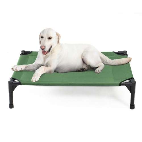 Raised Dog Bed for Large Dogs, Heavy Duty Pet Cot with Washable Mesh, Black K1003