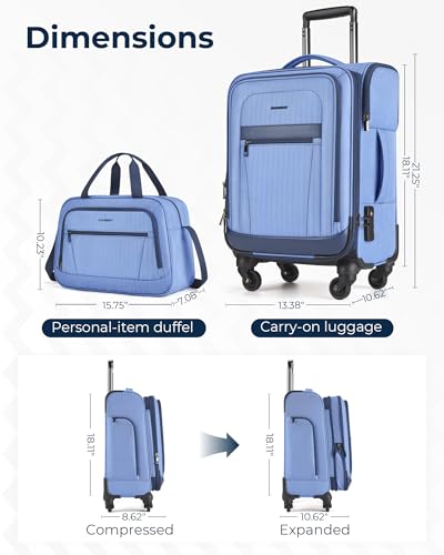 Gray 20 inch Softside Carry-On Luggage with Spinner Wheels T176453