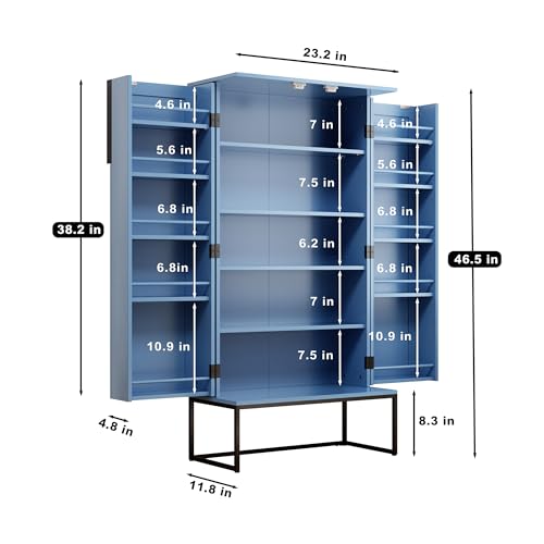 Blue Pantry Cabinet with Adjustable Shelves T81333