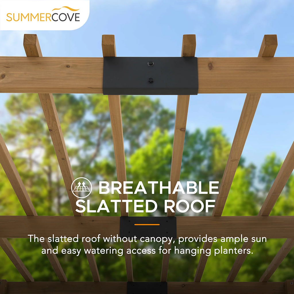 10.5 ft. x 10 ft. Cedar Wood Pergola with Adjustable Hanging Planters Q829597