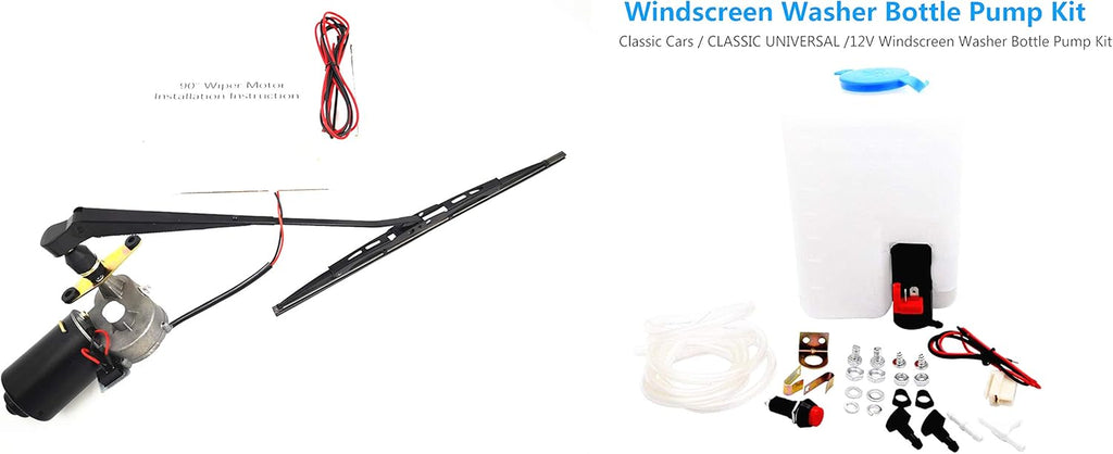12V Electric Motor UTV Windshield Wiper Kit with Washer Pump Pack of 2 O740652