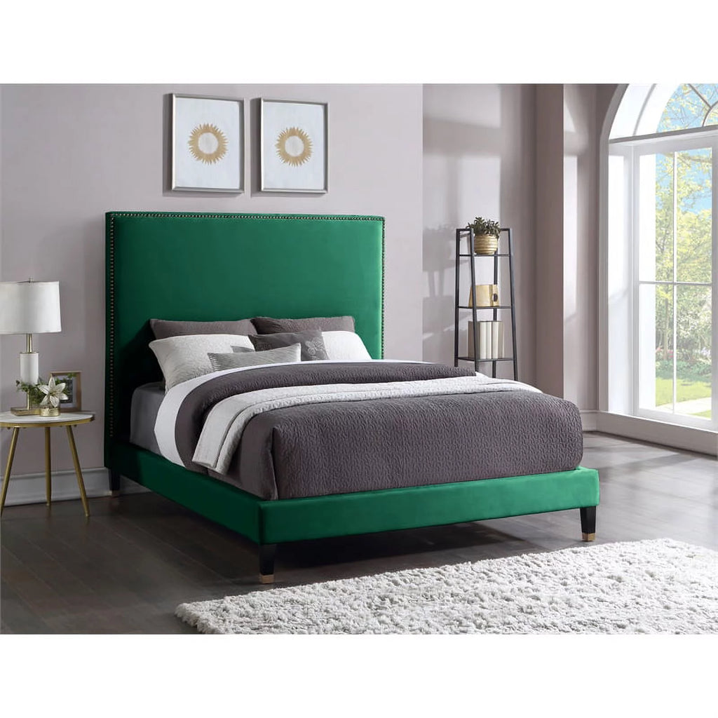 Green Velvet Queen Bed H9417