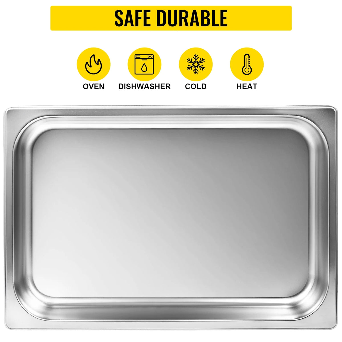 4 Pack 4 Inch Deep Full Size Stainless Steel Hotel Pan with Lid O39702