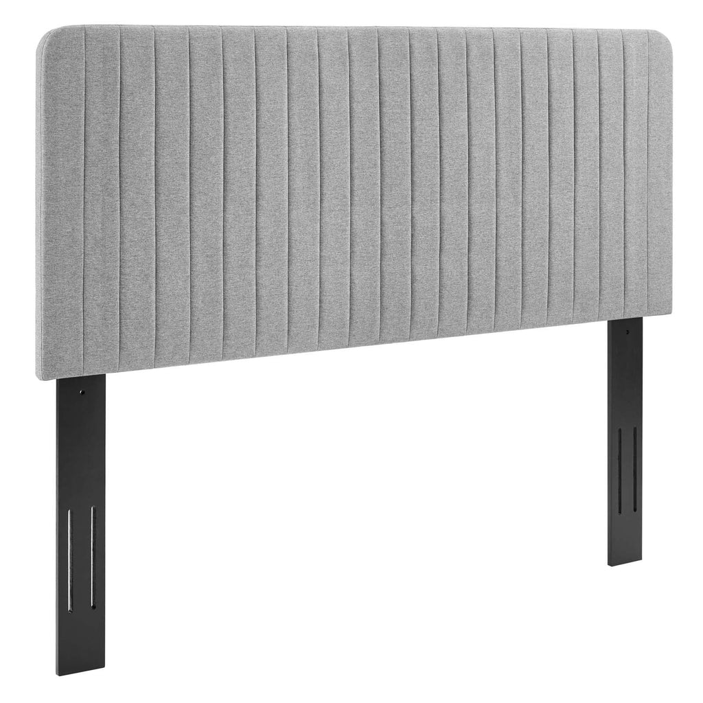 Light Gray Tufted Upholstered Fabric King Headboard B253