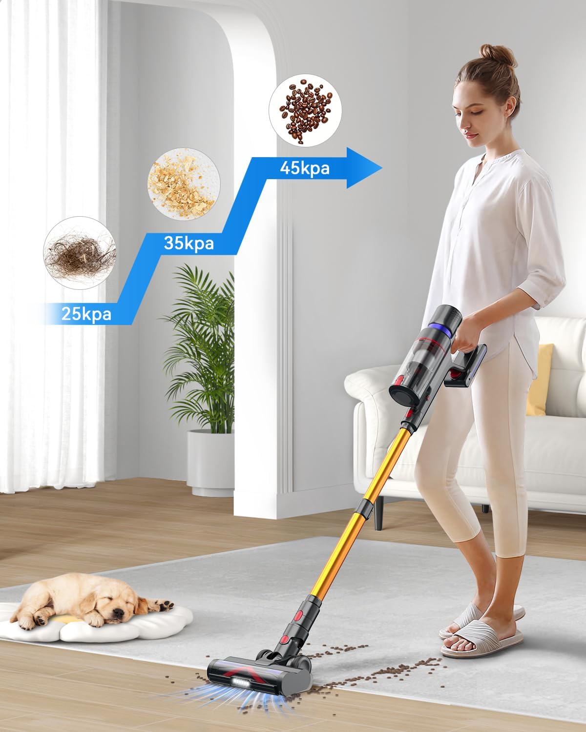 Cordless Stick Vacuum Cleaner with Touch Screen, Anti-tangle Brush B38699