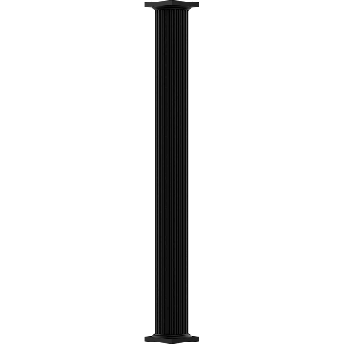 Round Non-Tapered Fluted Textured Black Aluminum Column V91720