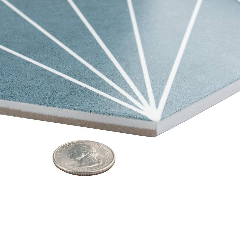 Aster Hex Azul Encaustic Porcelain Floor and Wall Tile N322