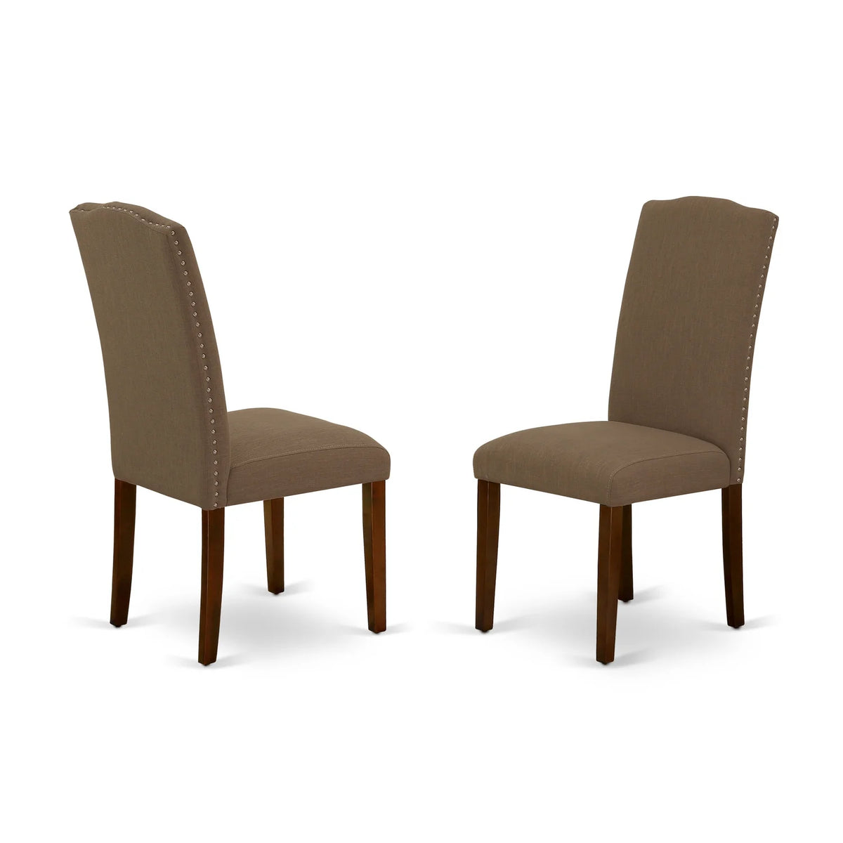 5Pc Rectangle Dining Table and Four Parson Chair with Mahogany Leg and Linen Fabric Dark Coffee S48983