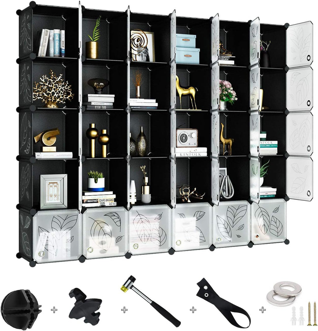 White 30-Cube Plastic Storage Organizer with Doors A38697