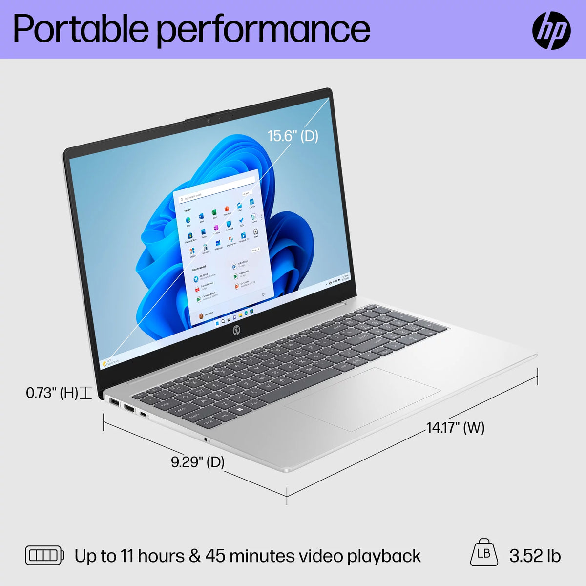 15.6" Laptop, Intel Processor N200, 4GB RAM, 128GB UFS, Natural Silver, Windows 11 Home P25746
