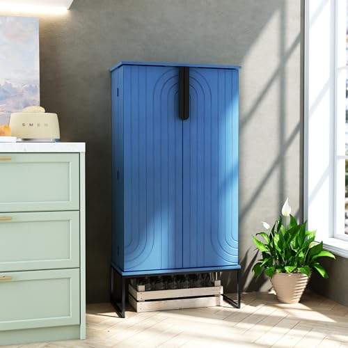 Blue Pantry Cabinet with Adjustable Shelves T81333