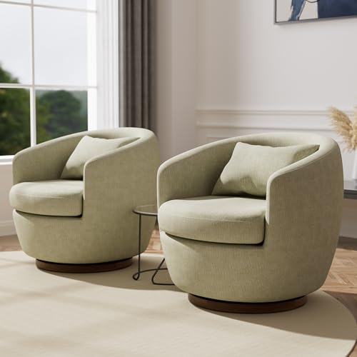 Blue Swivel Barrel Chairs Set of 2 Fabric L7624