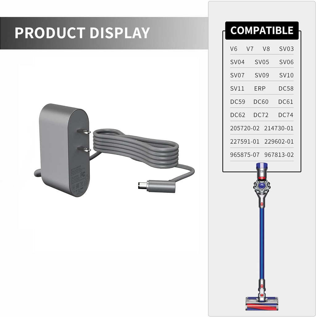 26.1V Replacement Charger for Dyson V6 V7 V8 Cordless Vacuum Cleaner F8841