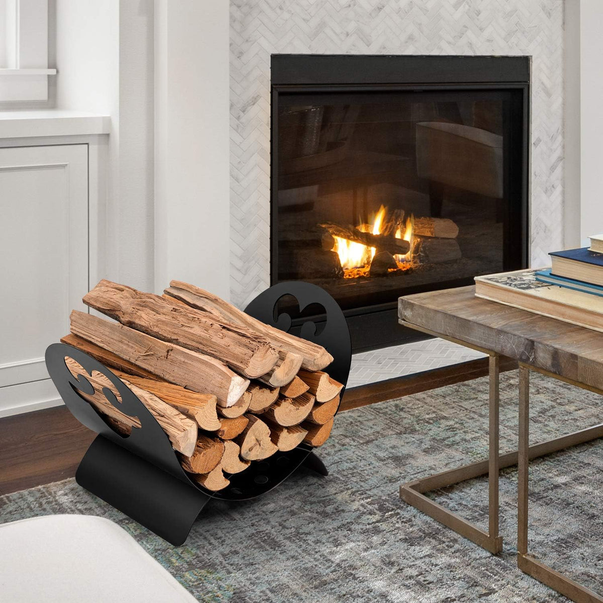 Black Metal Firewood Rack R470152