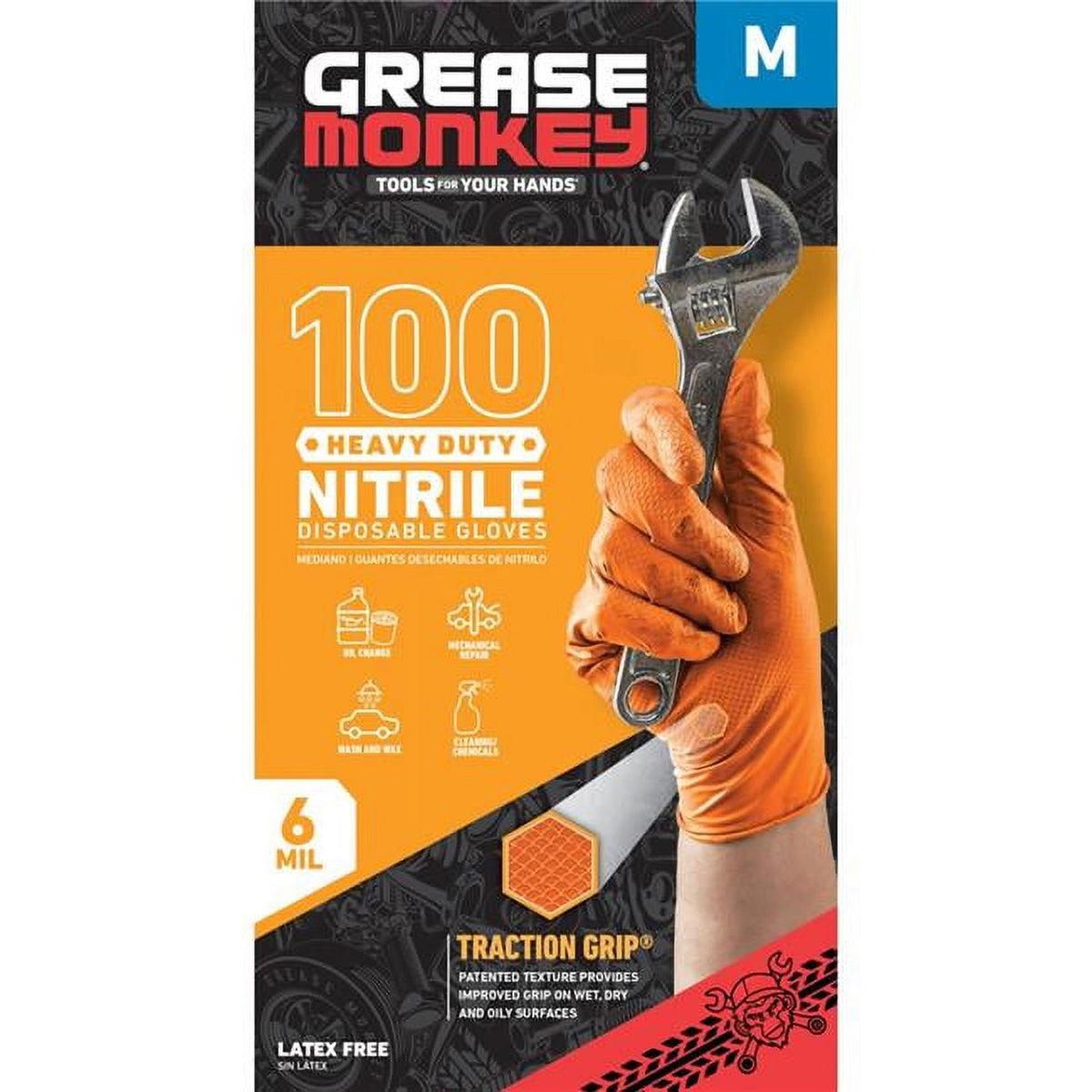 Orange Heavy Duty Nitrile Disposable Gloves, Large - 100 Count O526