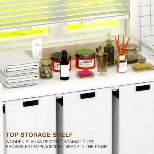 White 3 Section Laundry Hamper with 3 Removable Bags M825