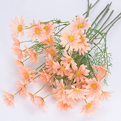 12 Bundles Artificial Silk Daisy UV Resistant Outdoor Fake Wildflowers with Stems Greenery Shrubs Plants (orange) M223